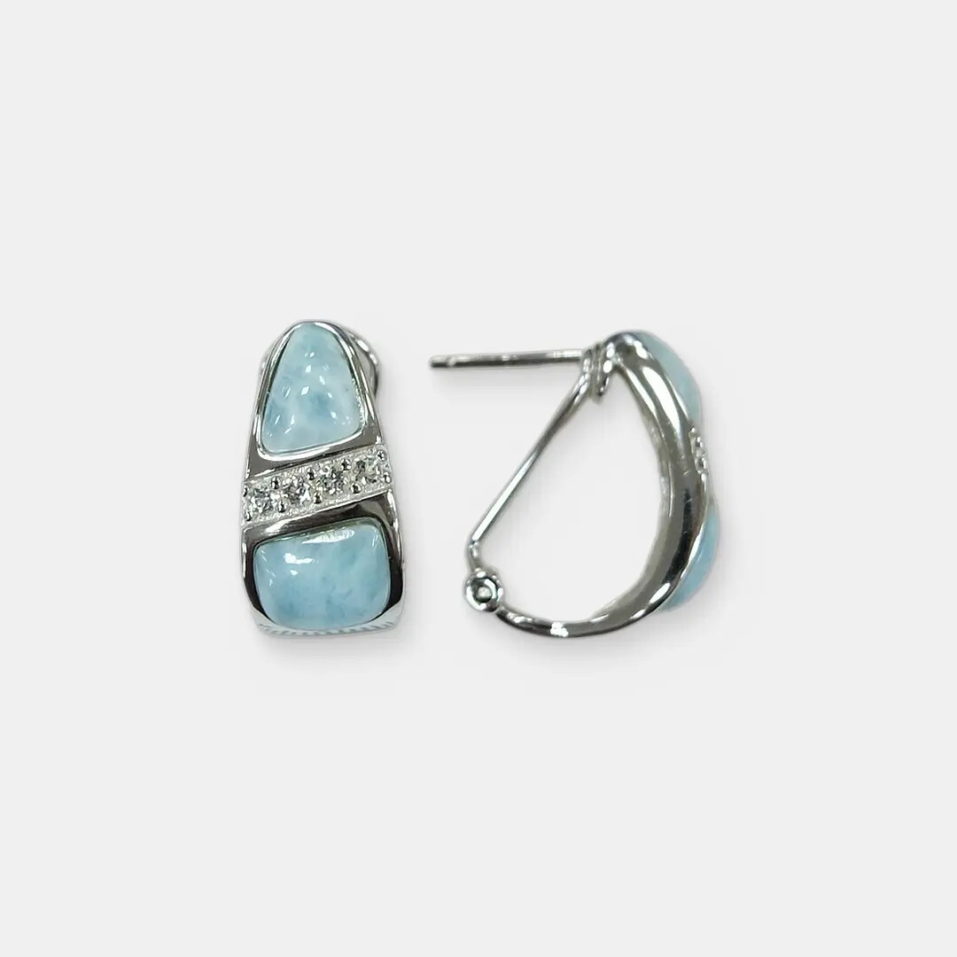 Серебряные серьги с ларимарами